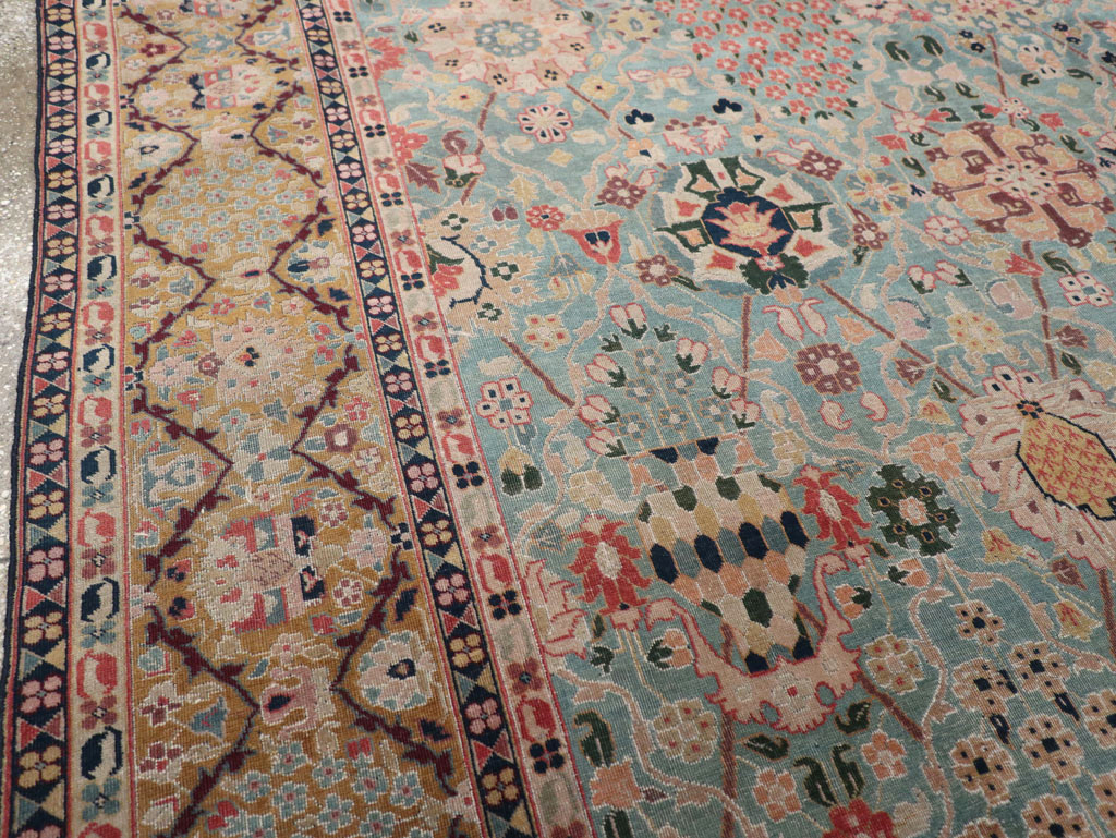 Vintage Persian Tabriz Small Room Size Carpet, No.31084 - Staging