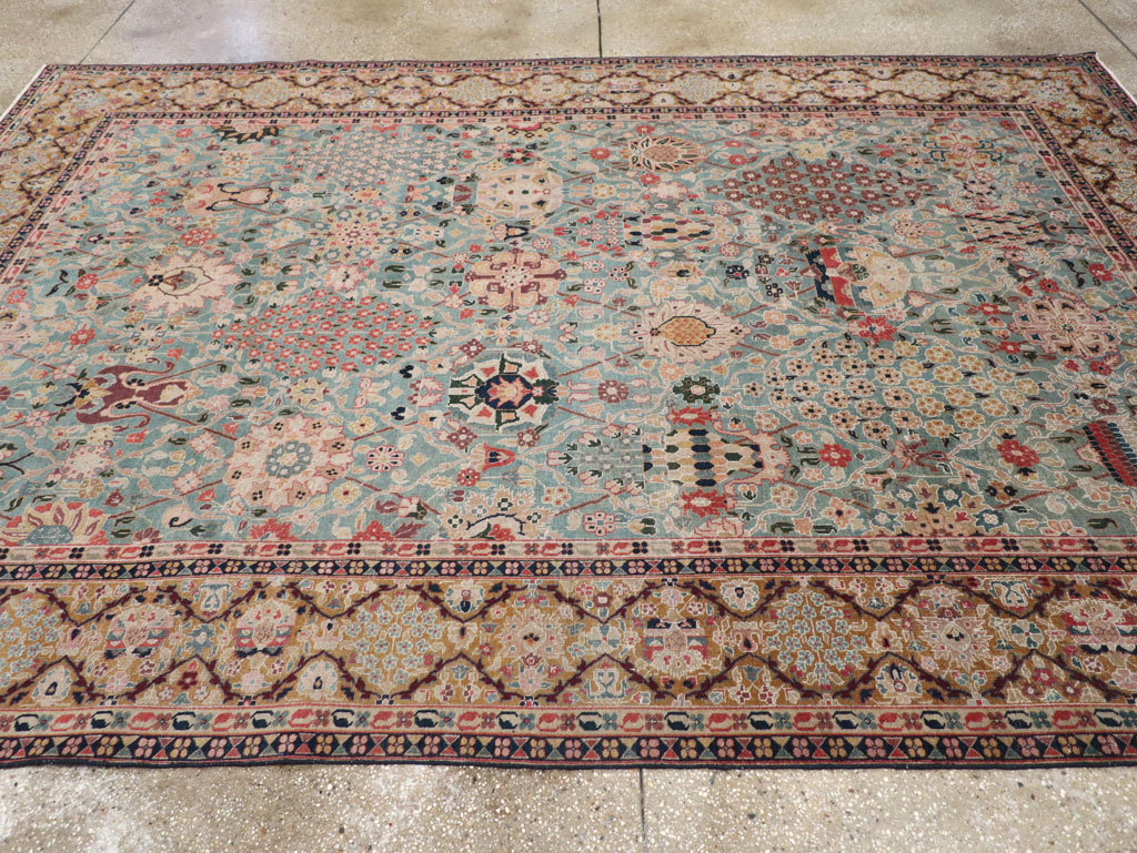 Vintage Persian Tabriz Small Room Size Carpet, No.31084 - Staging