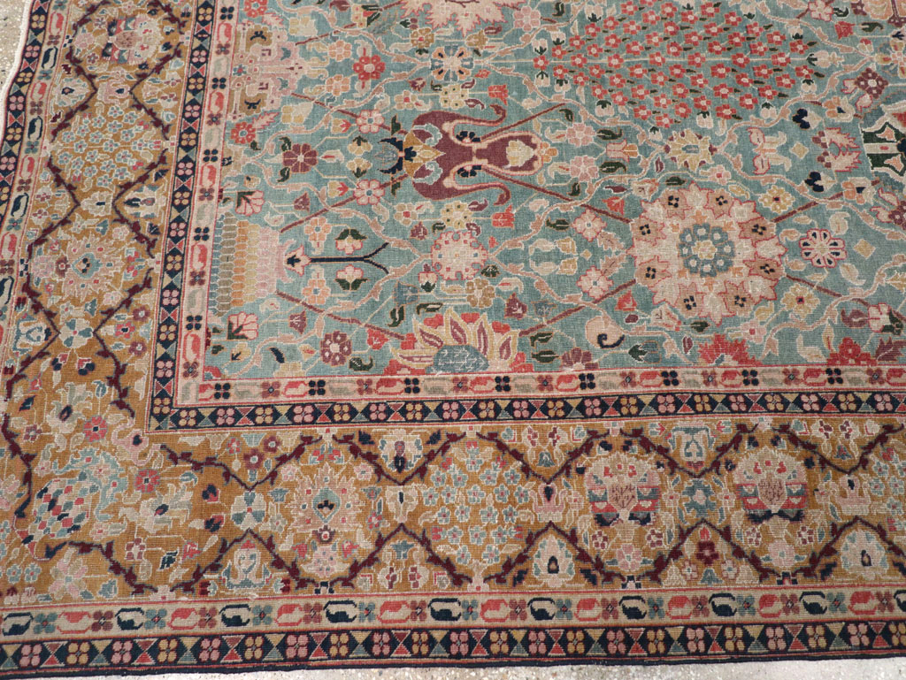 Vintage Persian Tabriz Small Room Size Carpet, No.31084 - Staging
