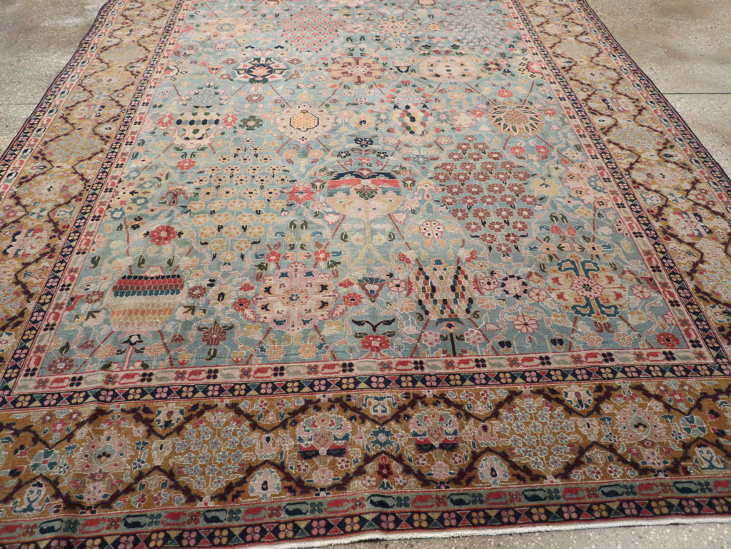 Vintage Persian Tabriz Small Room Size Carpet, No.31084 - Staging