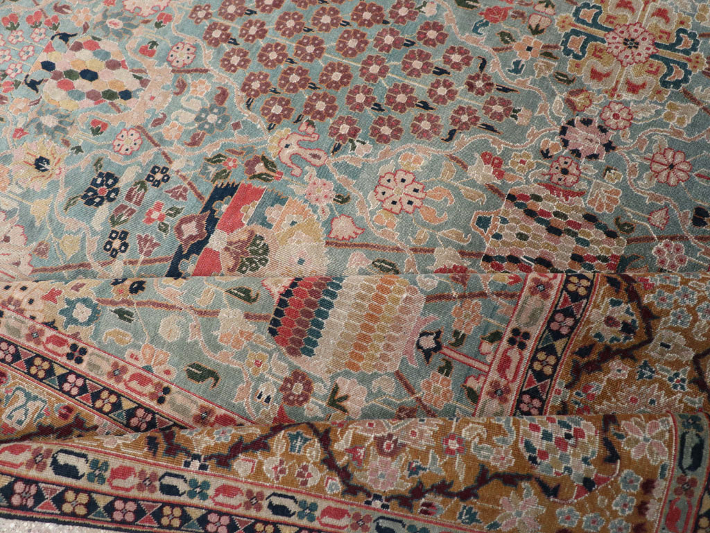 Vintage Persian Tabriz Small Room Size Carpet, No.31084 - Staging