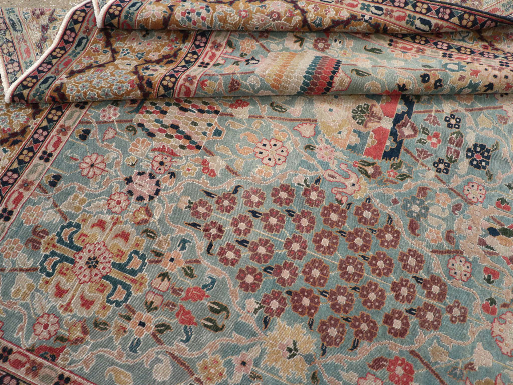 Vintage Persian Tabriz Small Room Size Carpet, No.31084 - Staging