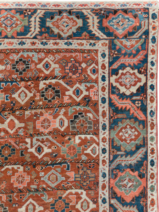 Antique Persian Heriz Room Size Carpet, No.31103 - Staging