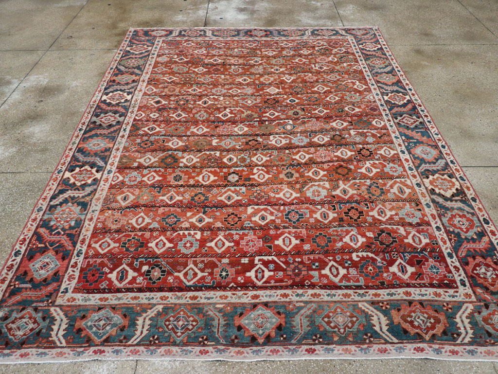 Antique Persian Heriz Room Size Carpet, No.31103 - Staging