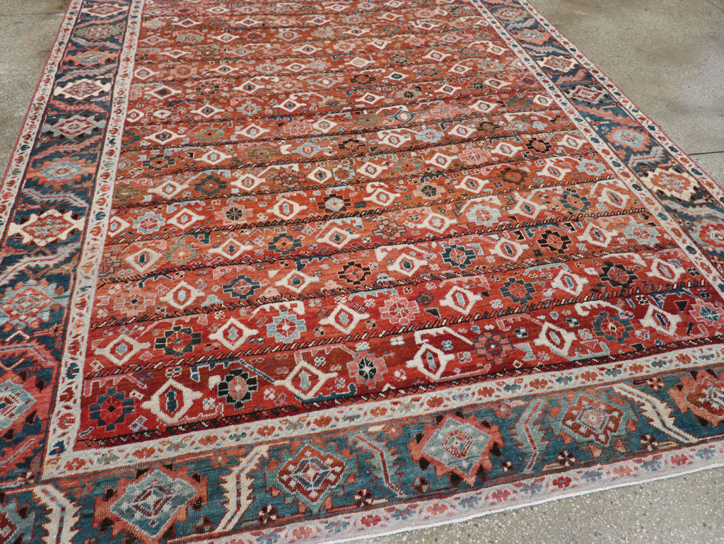 Antique Persian Heriz Room Size Carpet, No.31103 - Staging