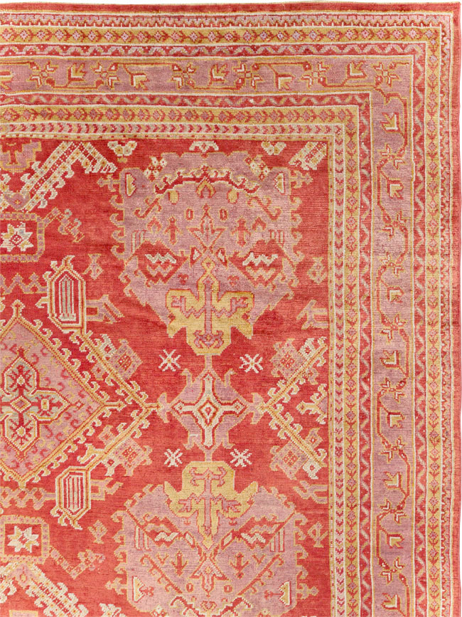 Antique Turkish Oushak Large Carpet, No.31111 - Staging