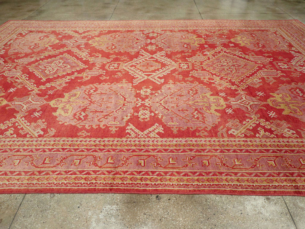 Antique Turkish Oushak Large Carpet, No.31111 - Staging