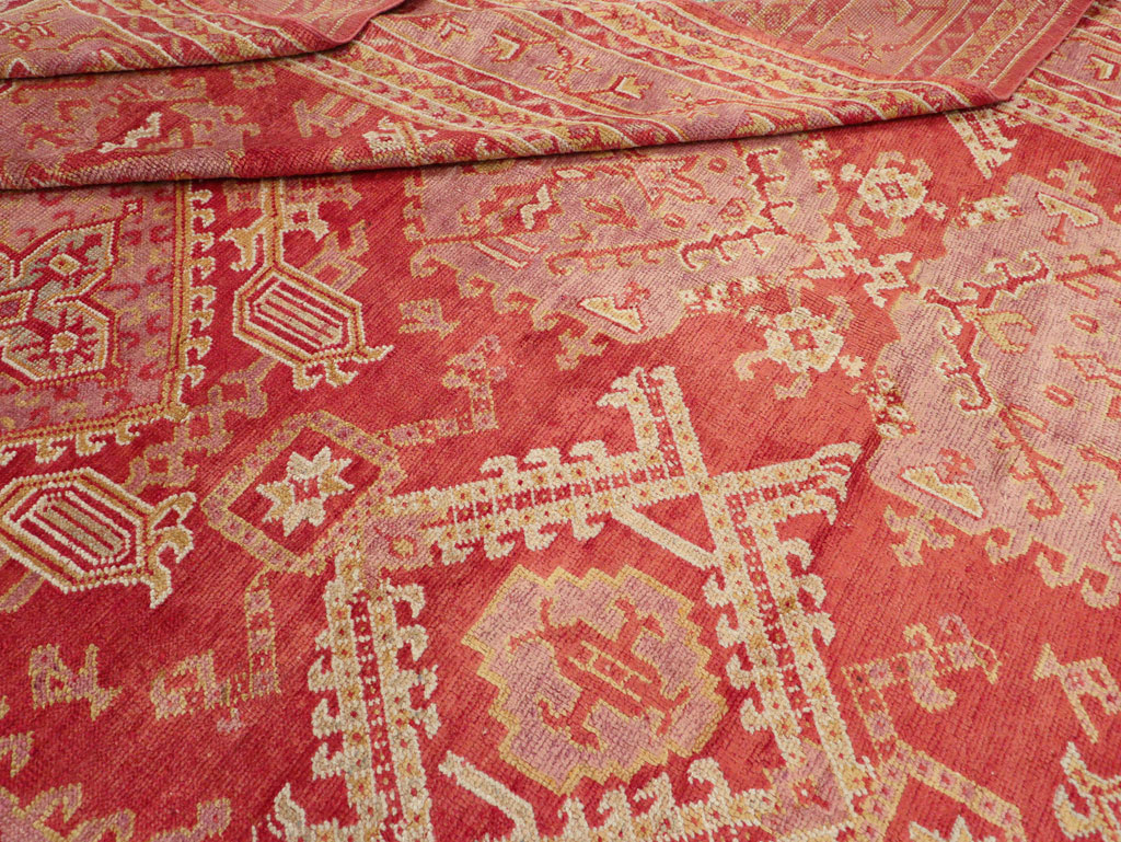 Antique Turkish Oushak Large Carpet, No.31111 - Staging