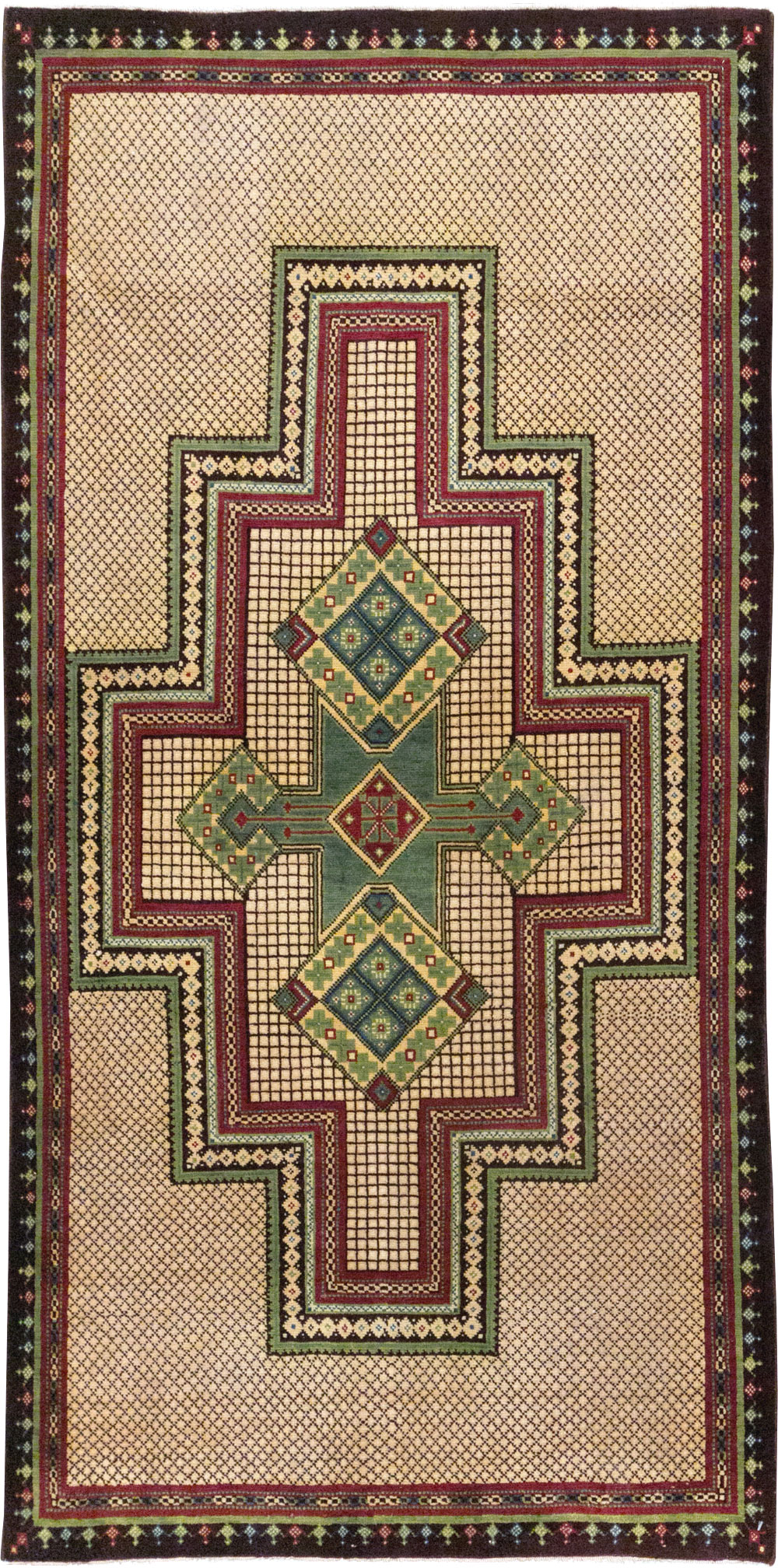 Vintage Persian Mashad Throw Rug, No.31118 - Staging