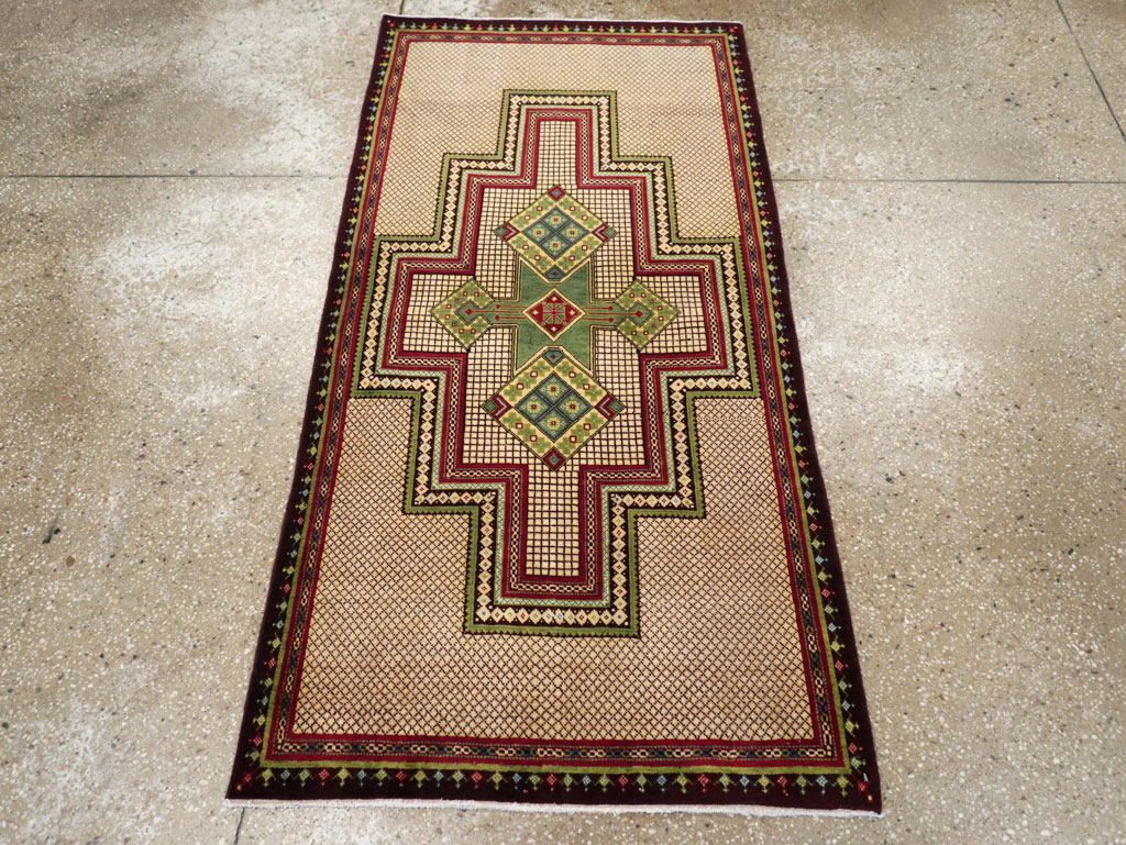Vintage Persian Mashad Throw Rug, No.31118 - Staging