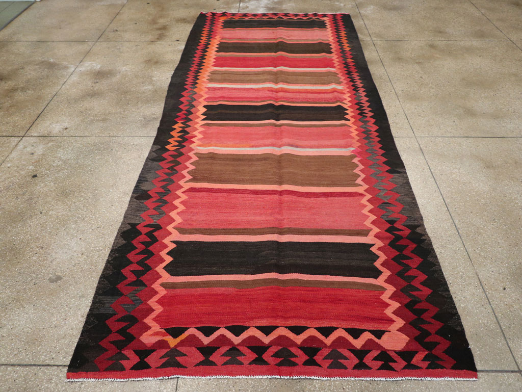 Vintage Persian Flatweave Kilim Gallery Carpet, No.31121 - Staging