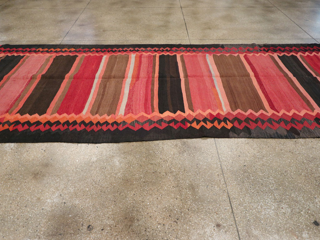 Vintage Persian Flatweave Kilim Gallery Carpet, No.31121 - Staging