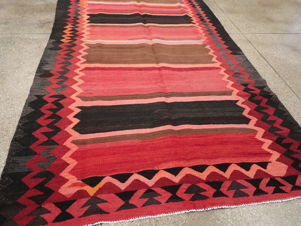 Vintage Persian Flatweave Kilim Gallery Carpet, No.31121 - Staging