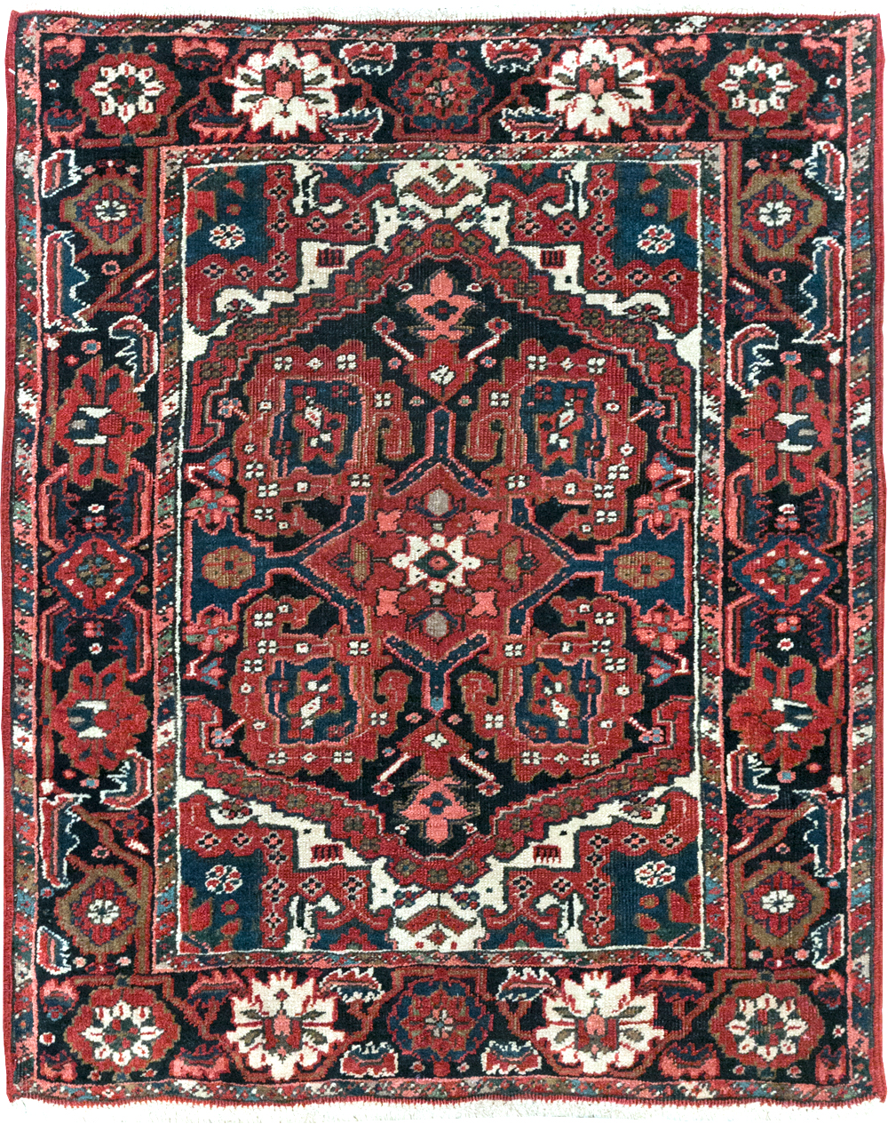 Antique Persian Heriz Throw Rug, No.31124 - Staging
