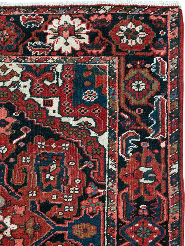 Antique Persian Heriz Throw Rug, No.31124 - Staging