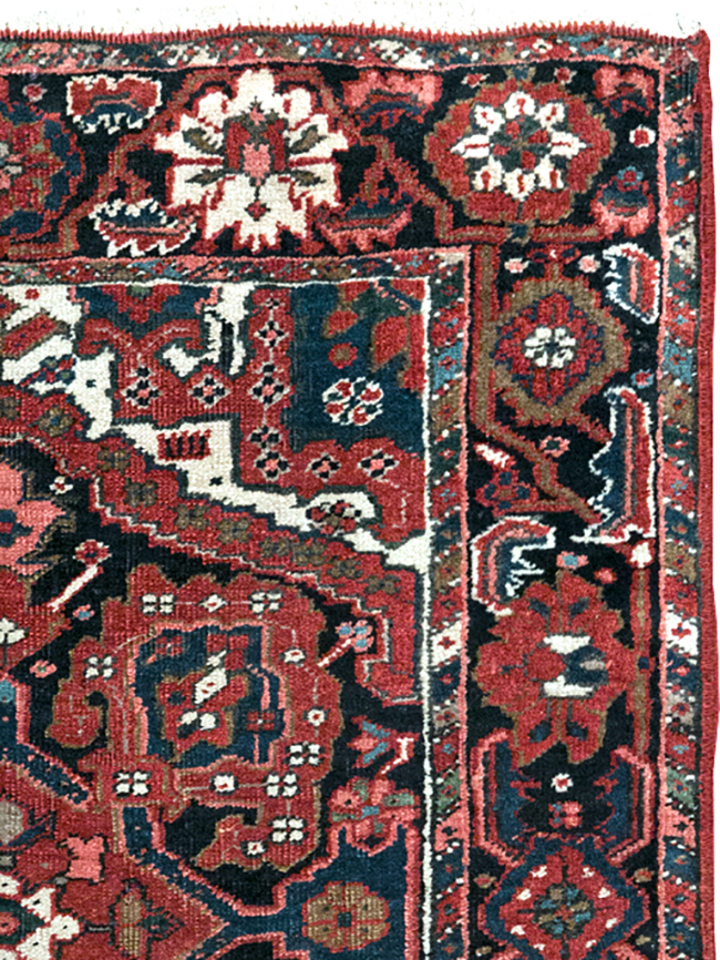 Antique Persian Heriz Throw Rug, No.31124 - Staging