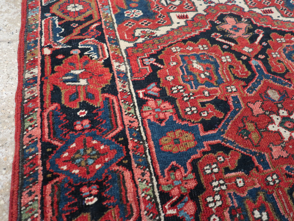 Antique Persian Heriz Throw Rug, No.31124 - Staging