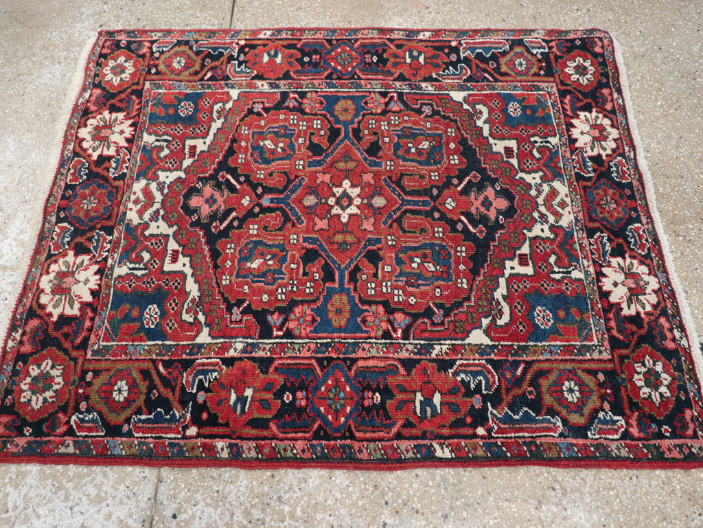 Antique Persian Heriz Throw Rug, No.31124 - Staging