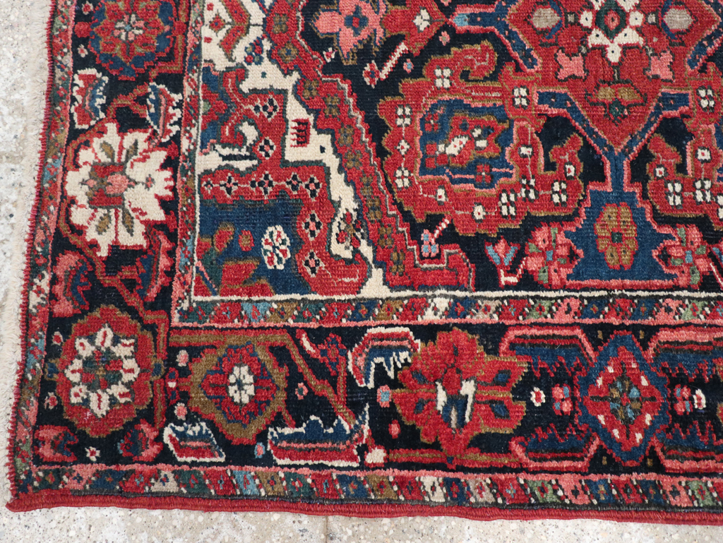 Antique Persian Heriz Throw Rug, No.31124 - Staging