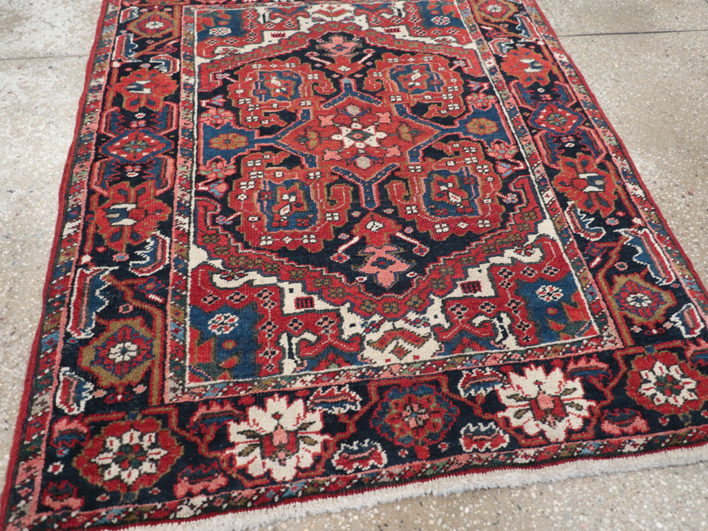 Antique Persian Heriz Throw Rug, No.31124 - Staging