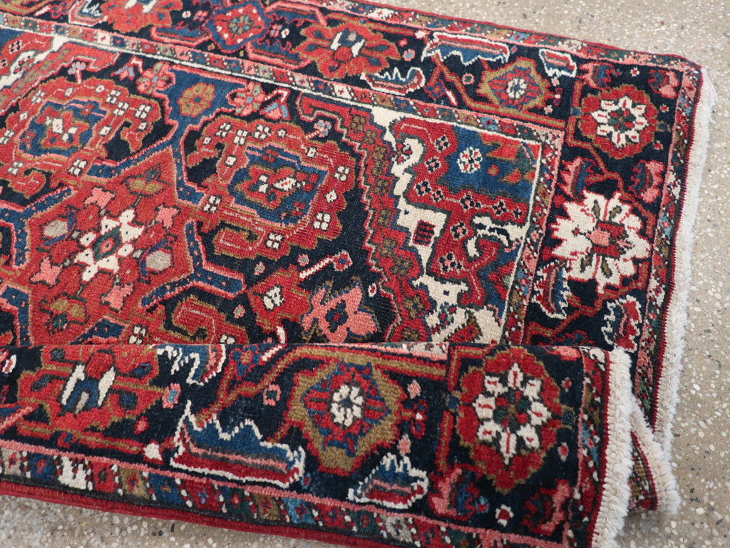 Antique Persian Heriz Throw Rug, No.31124 - Staging