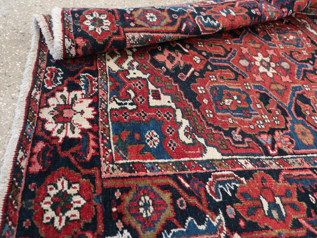 Antique Persian Heriz Throw Rug, No.31124 - Staging