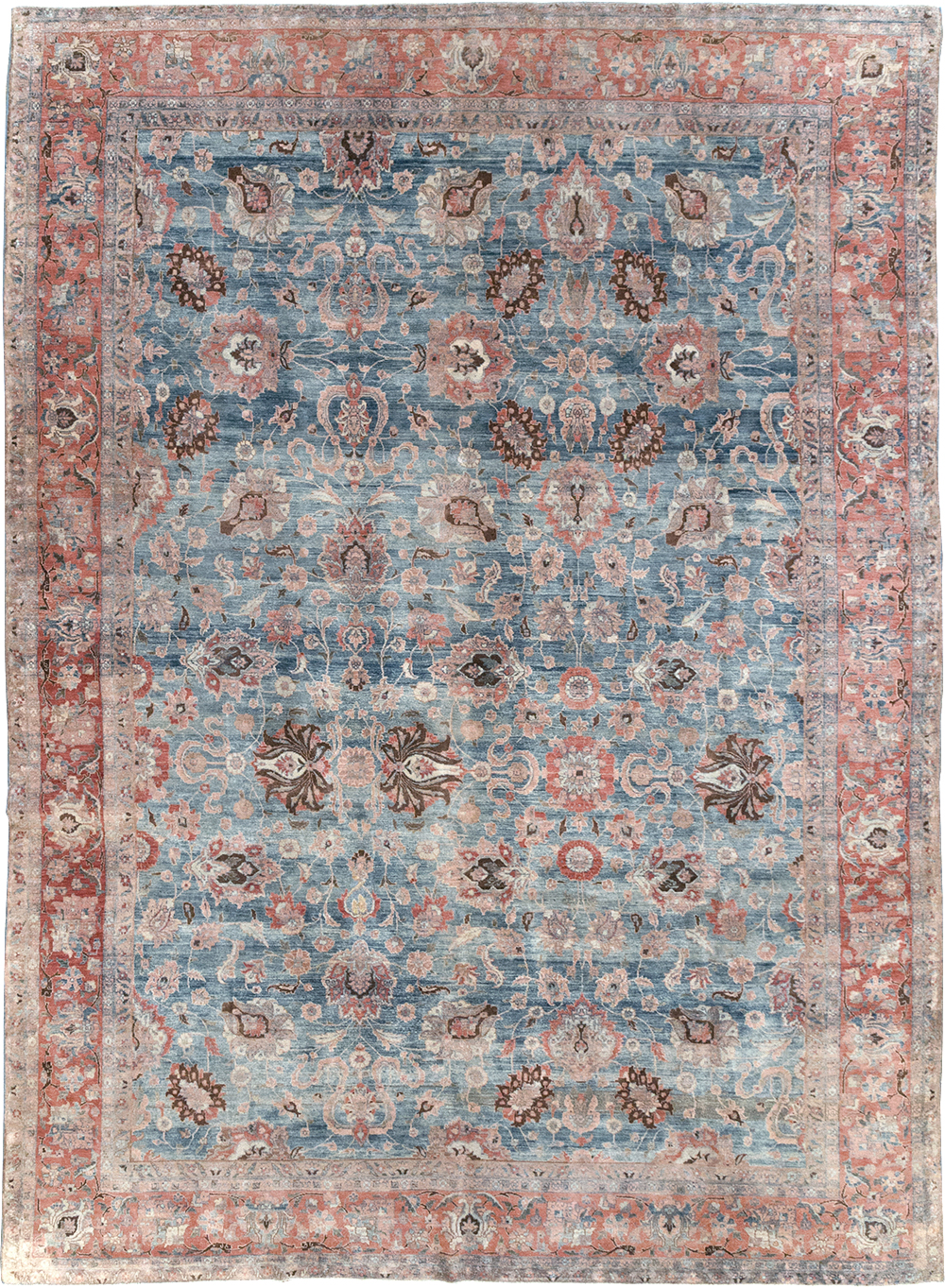 Antique Persian Tabriz Room Size Carpet, No.31130 - Staging