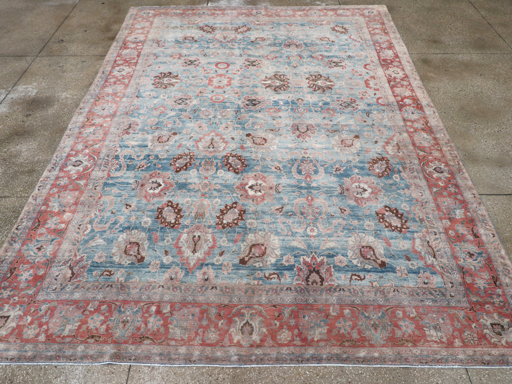 Antique Persian Tabriz Room Size Carpet, No.31130 - Staging
