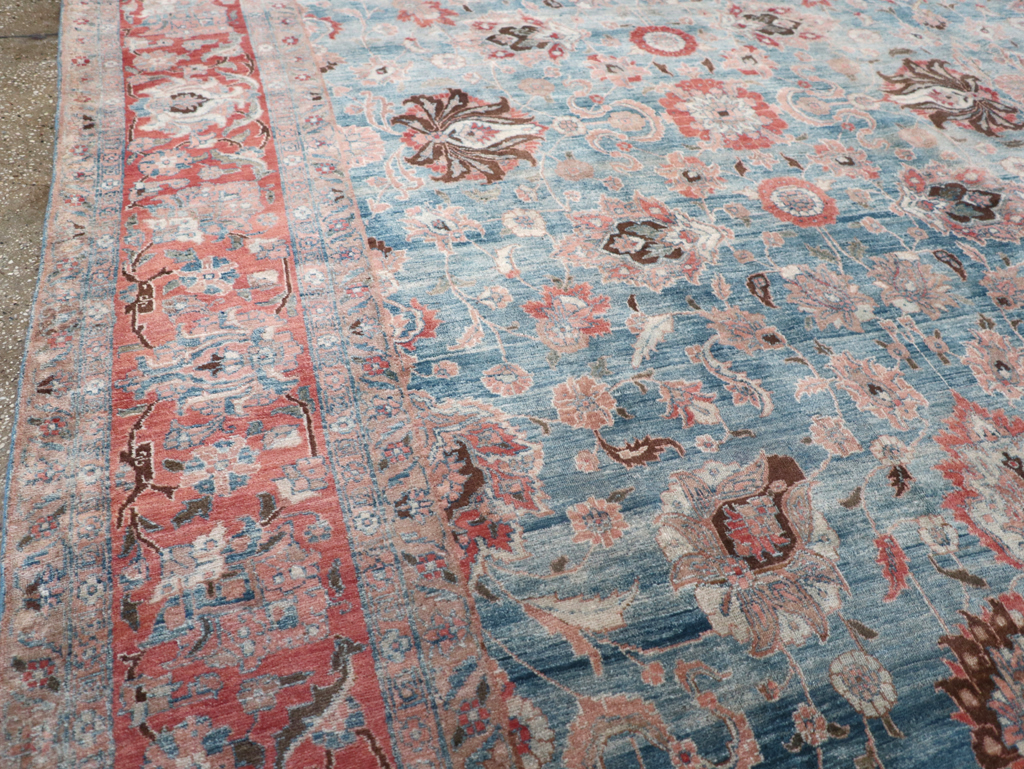 Antique Persian Tabriz Room Size Carpet, No.31130 - Staging