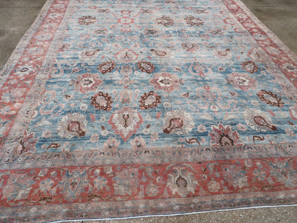 Antique Persian Tabriz Room Size Carpet, No.31130 - Staging