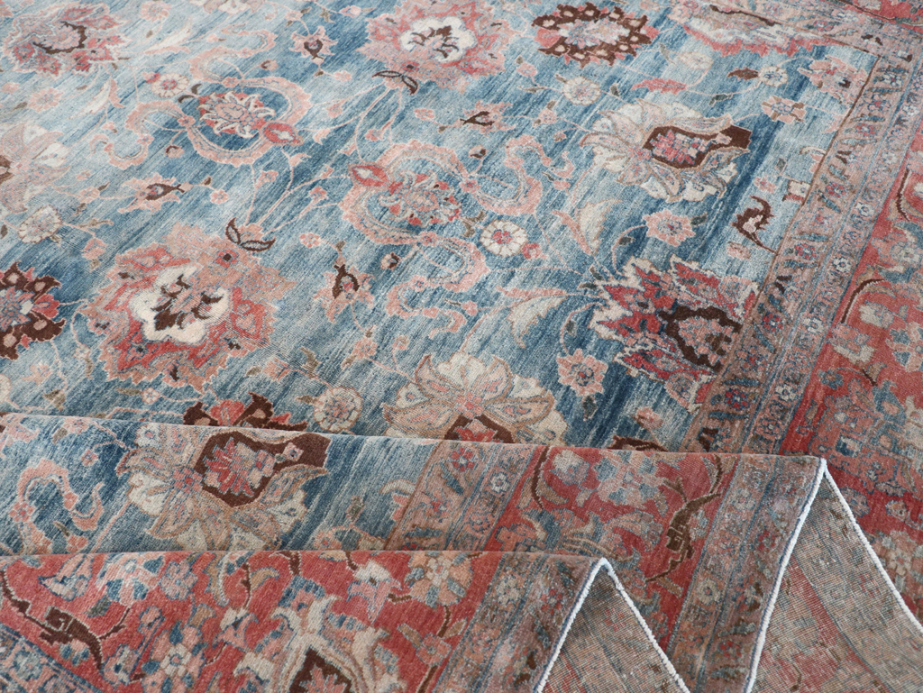 Antique Persian Tabriz Room Size Carpet, No.31130 - Staging