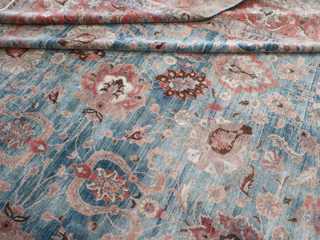 Antique Persian Tabriz Room Size Carpet, No.31130 - Staging