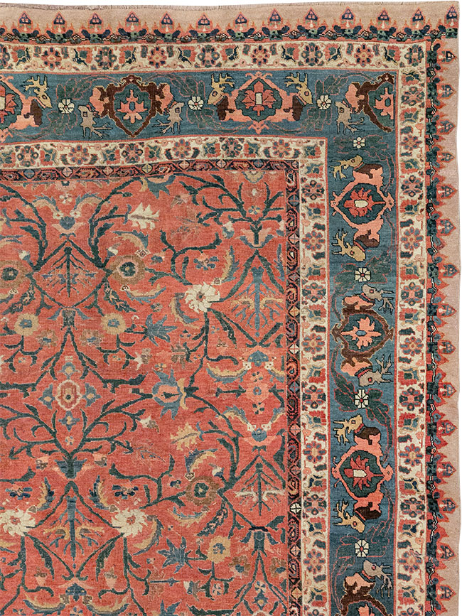 Antique Persian Bidjar Large Room Size Carpet, No.31133 - Staging