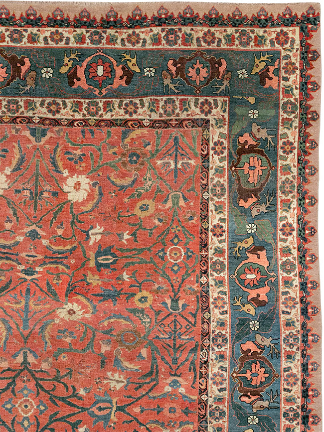 Antique Persian Bidjar Large Room Size Carpet, No.31133 - Staging