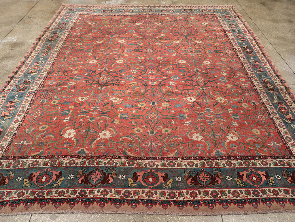 Antique Persian Bidjar Large Room Size Carpet, No.31133 - Staging