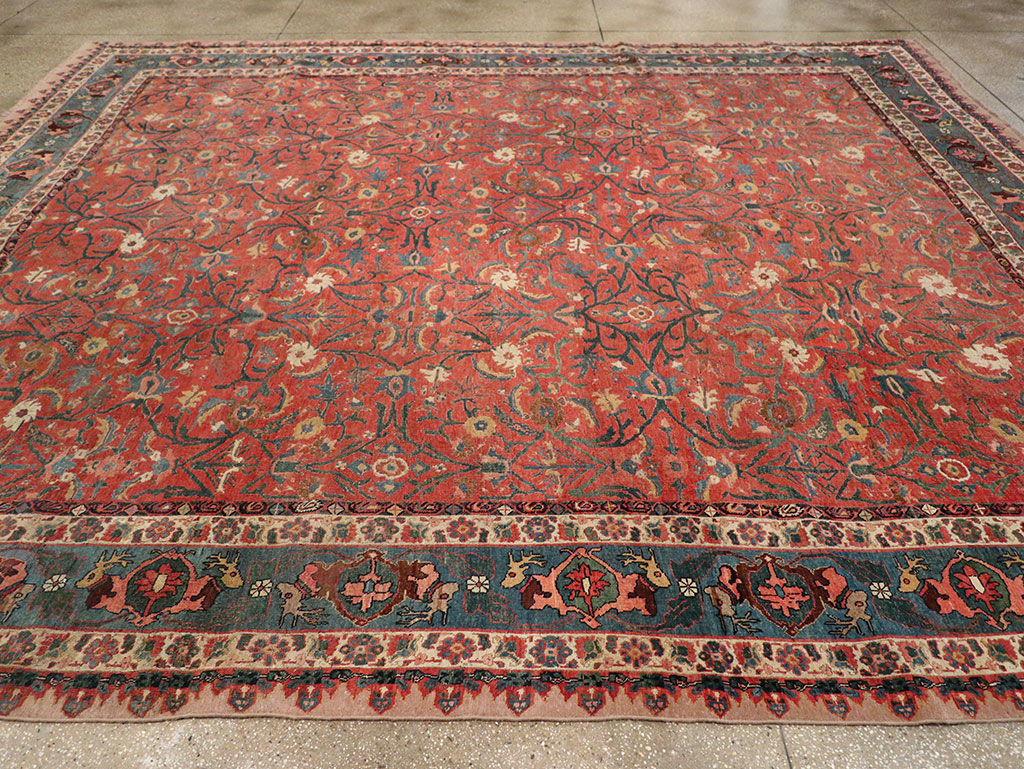 Antique Persian Bidjar Large Room Size Carpet, No.31133 - Staging