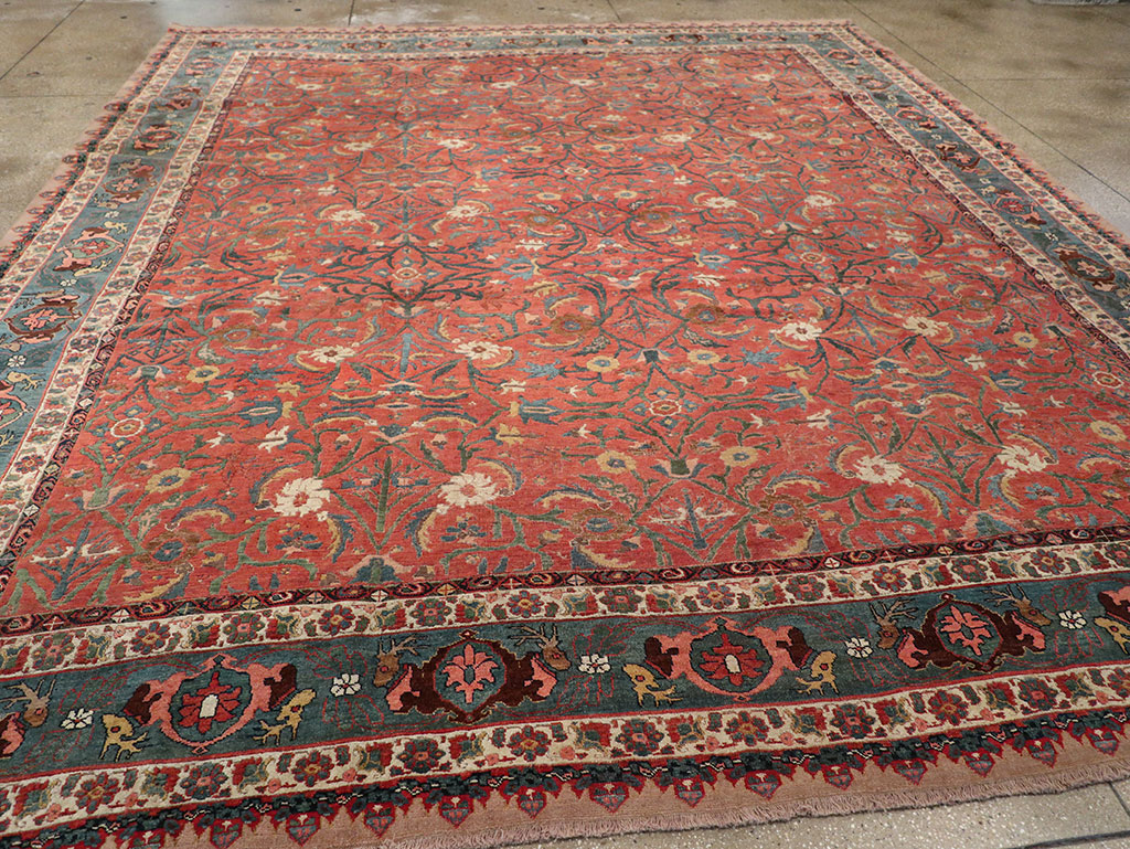 Antique Persian Bidjar Large Room Size Carpet, No.31133 - Staging