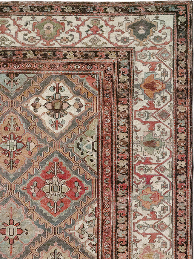 Antique Persian Bakhtiari Room Size Carpet, No.31136 - Staging