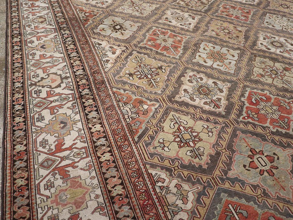 Antique Persian Bakhtiari Room Size Carpet, No.31136 - Staging