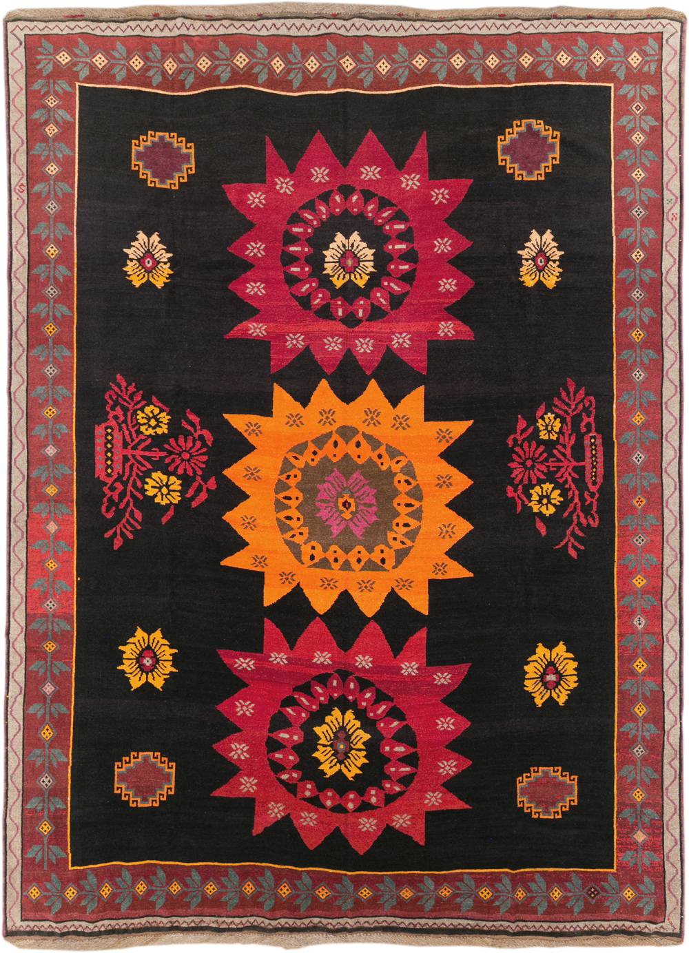 Vintage Turkish Anatolian Large Tribal Room Size Carpet, No.31139 - Staging