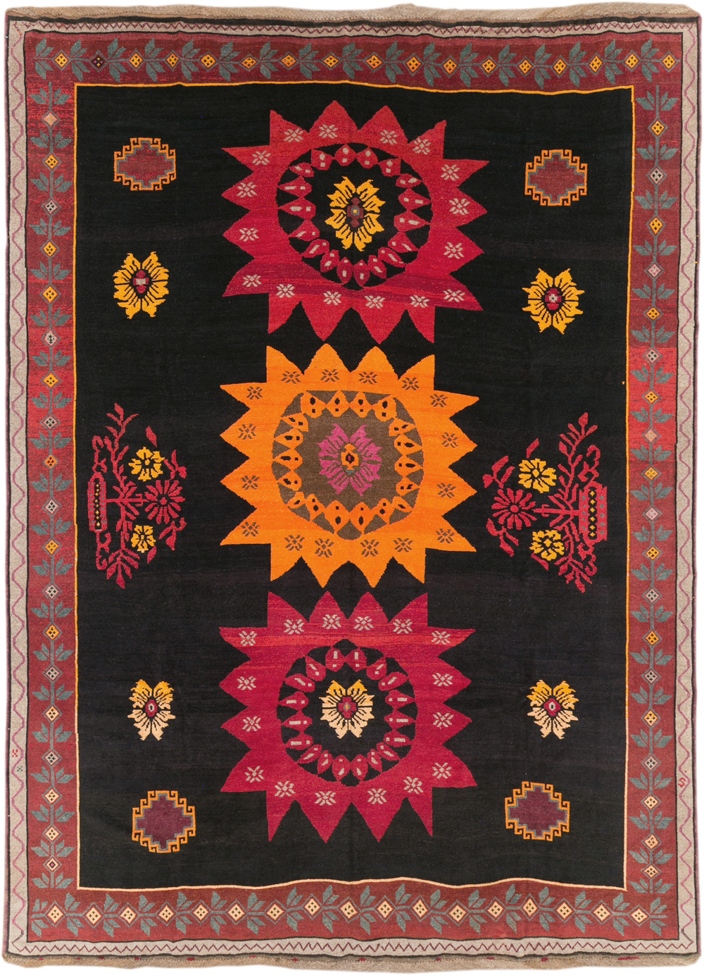 Vintage Turkish Anatolian Large Tribal Room Size Carpet, No.31139 - Staging