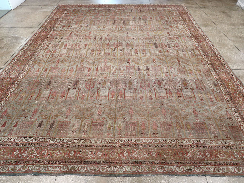 Antique Persian Bidjar Large Room Size Carpet, No.31145 - Staging