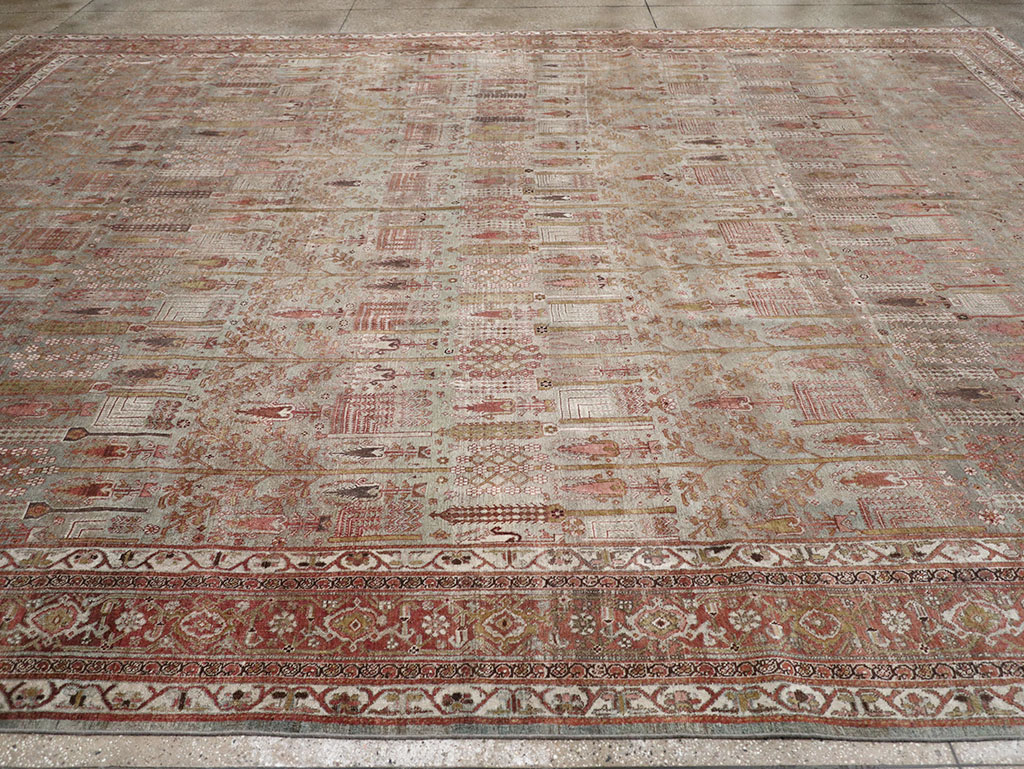 Antique Persian Bidjar Large Room Size Carpet, No.31145 - Staging