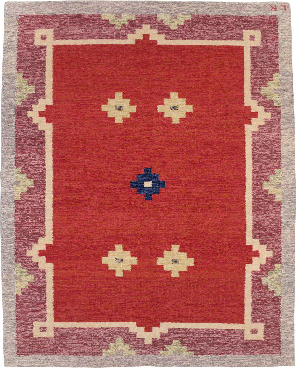 Vintage Swedish Flatweave Kilim Room Size Carpet, No.31149 - Staging