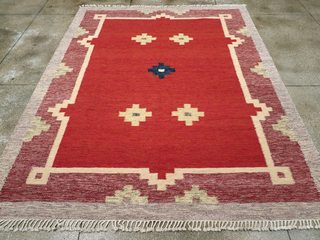 Vintage Swedish Flatweave Kilim Room Size Carpet, No.31149 - Staging