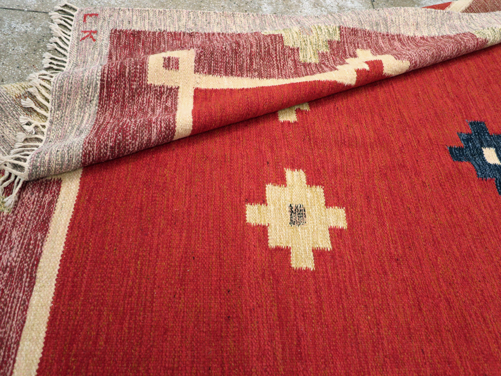 Vintage Swedish Flatweave Kilim Room Size Carpet, No.31149 - Staging