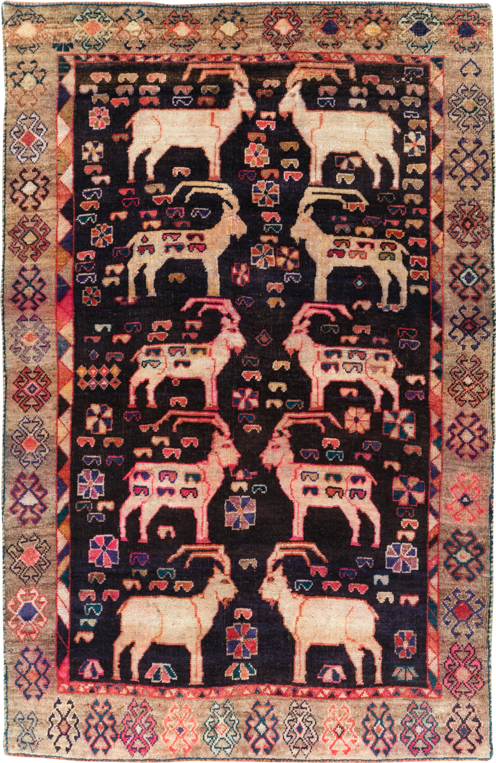 Vintage Pictorial Persian Shiraz Rug, No.31154 - Staging