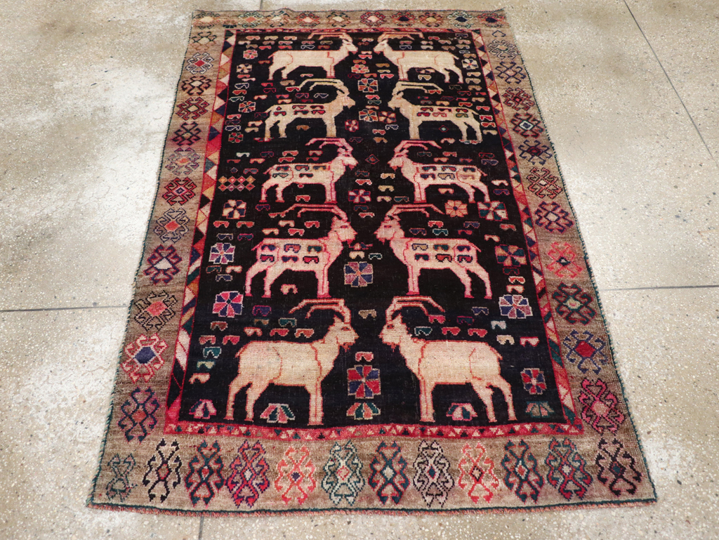 Vintage Pictorial Persian Shiraz Rug, No.31154 - Staging