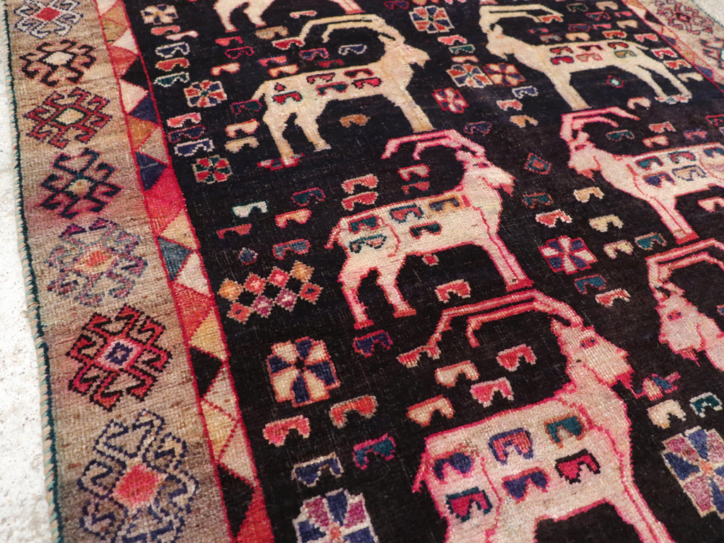 Vintage Pictorial Persian Shiraz Rug, No.31154 - Staging