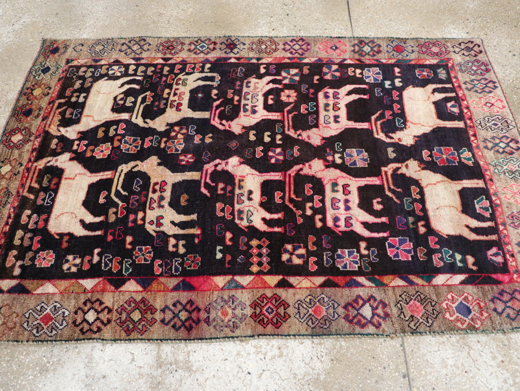 Vintage Pictorial Persian Shiraz Rug, No.31154 - Staging